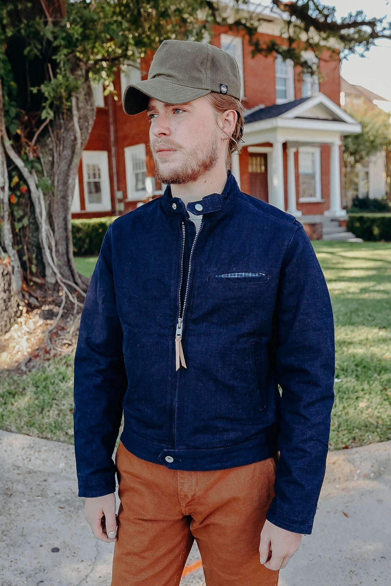 13oz Oxford Cloth Riders Jacket - Indigo IHJ-135-IND