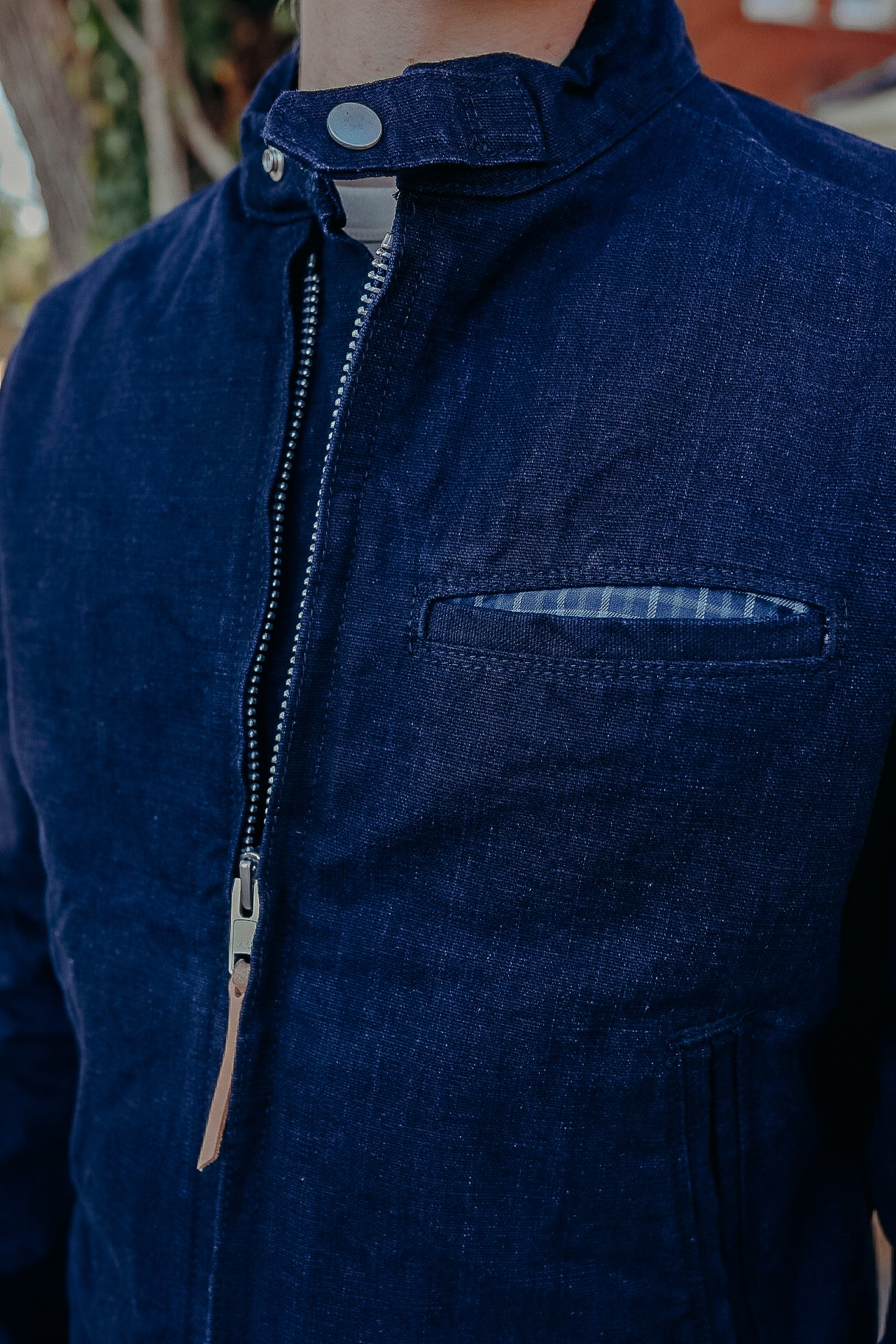 13oz Oxford Cloth Riders Jacket - Indigo IHJ-135-IND