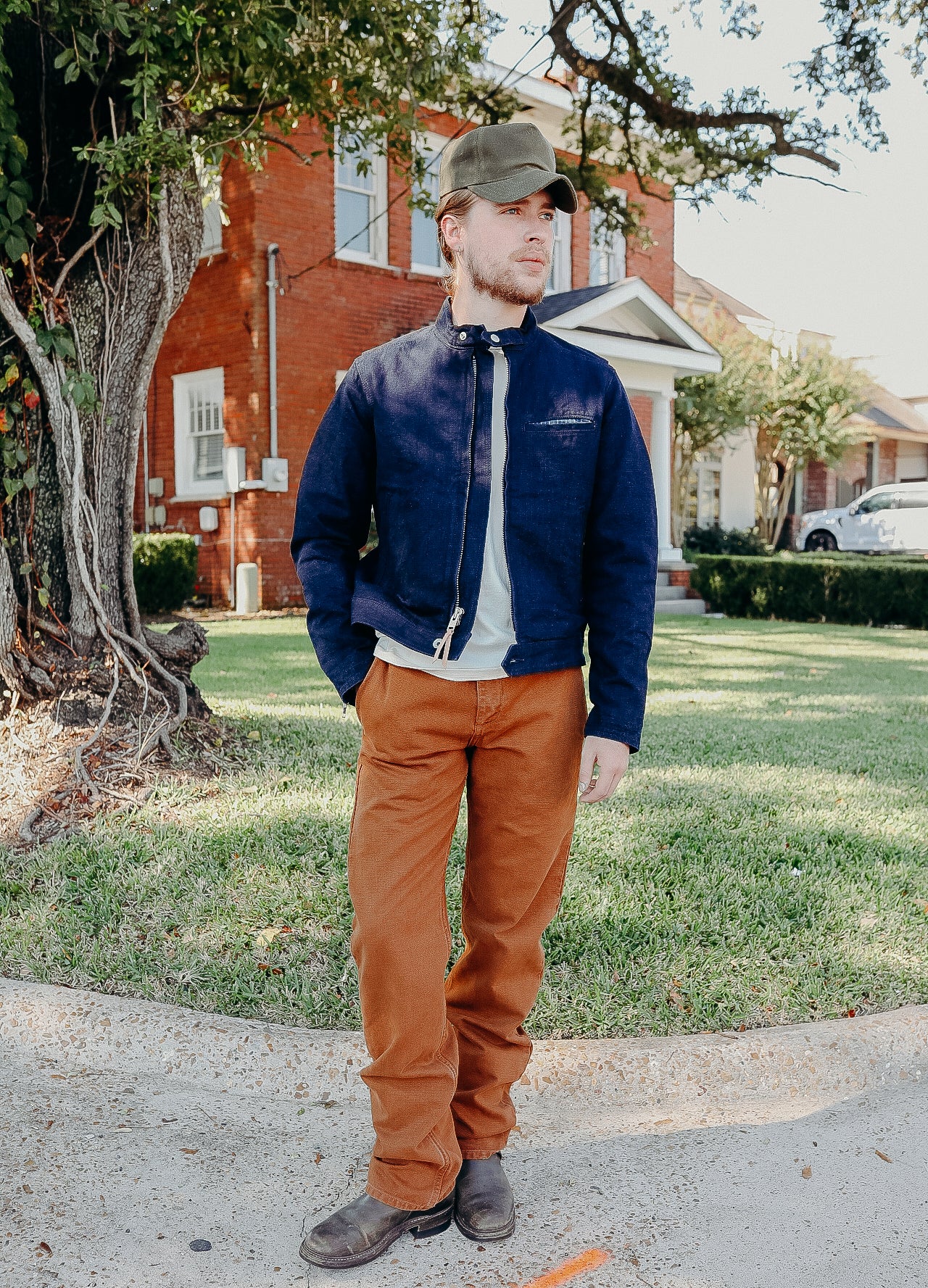 13oz Oxford Cloth Riders Jacket - Indigo IHJ-135-IND