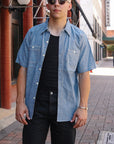 5oz Chambray Shot Sleeve Work Shirt- Blue (FN-SCK010S)