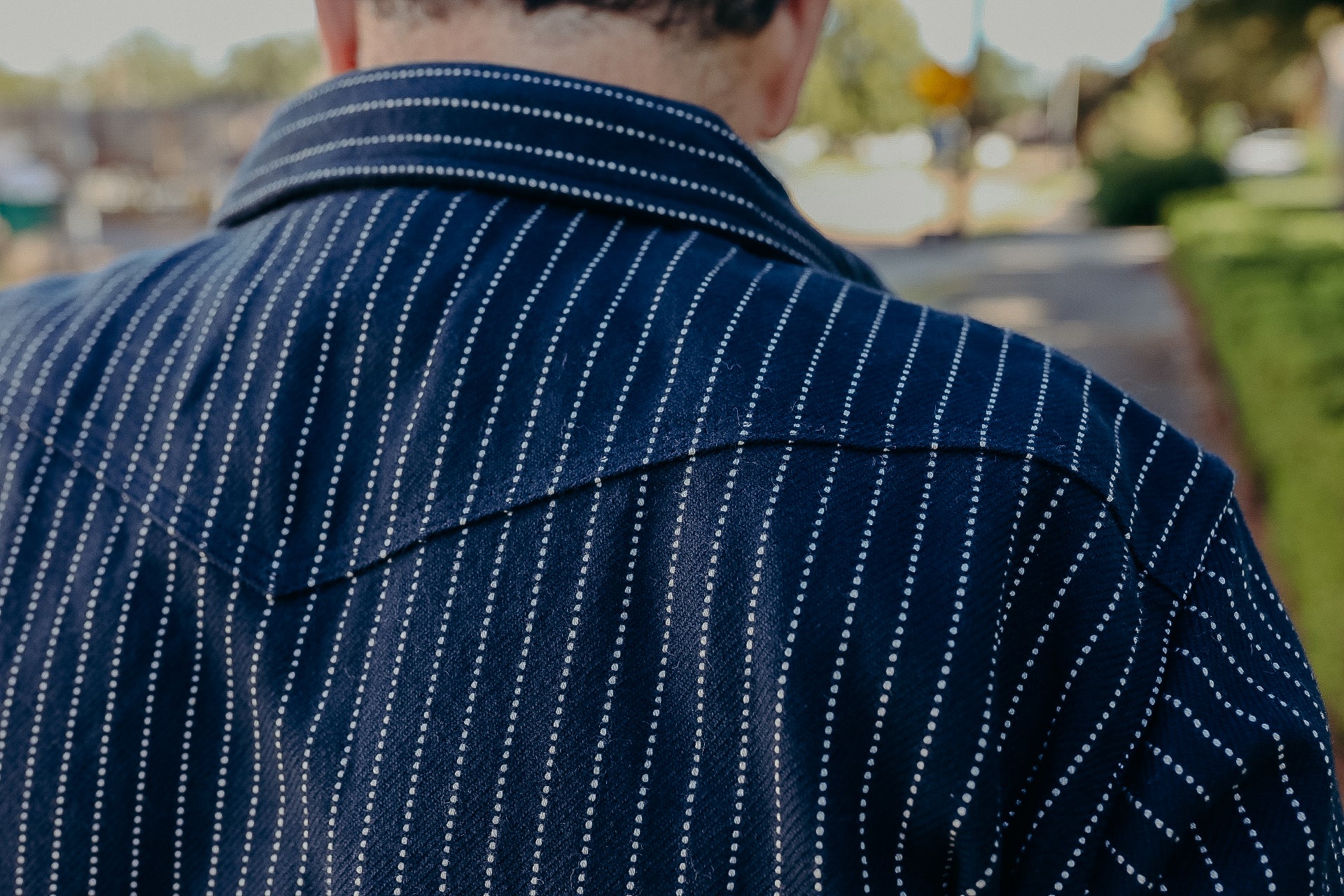 12oz Ultra Heavy Flannel Chalk Stripe Western Shirt - Navy IHSH-401-NAV