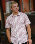 Short Sleeve Western- Desert Dobby Stripe Red