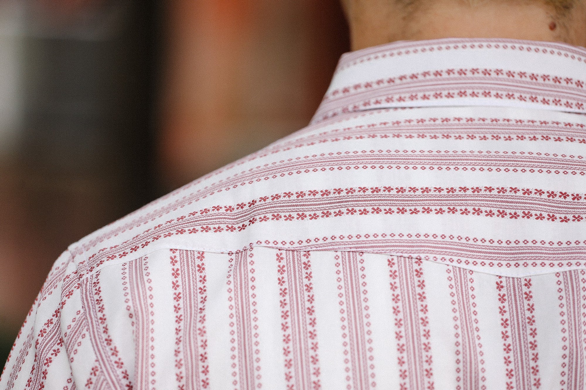 Short Sleeve Western- Desert Dobby Stripe Red