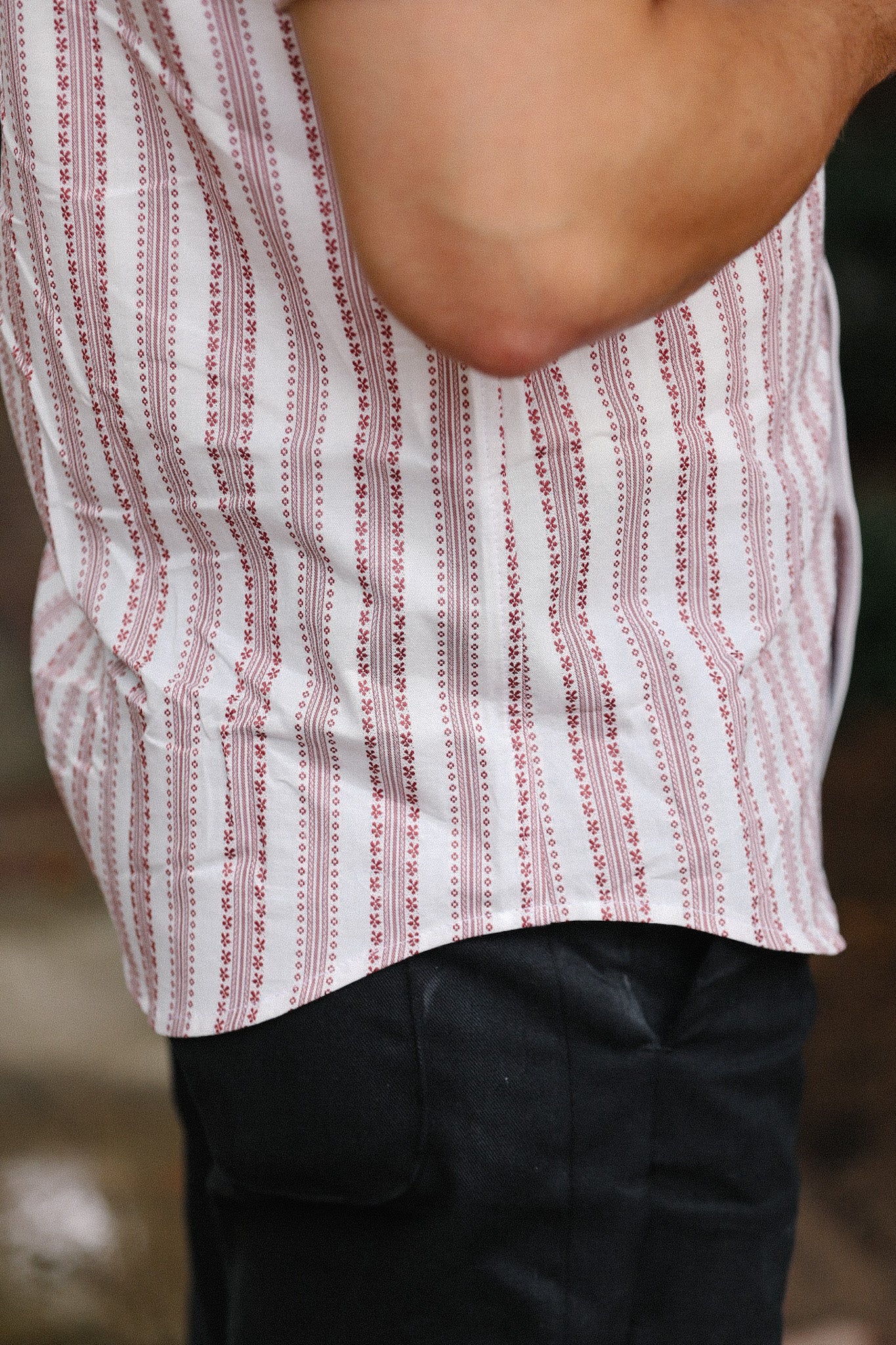 Short Sleeve Western- Desert Dobby Stripe Red