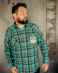 5oz Selvedge Madras Check Western Shirt - Green