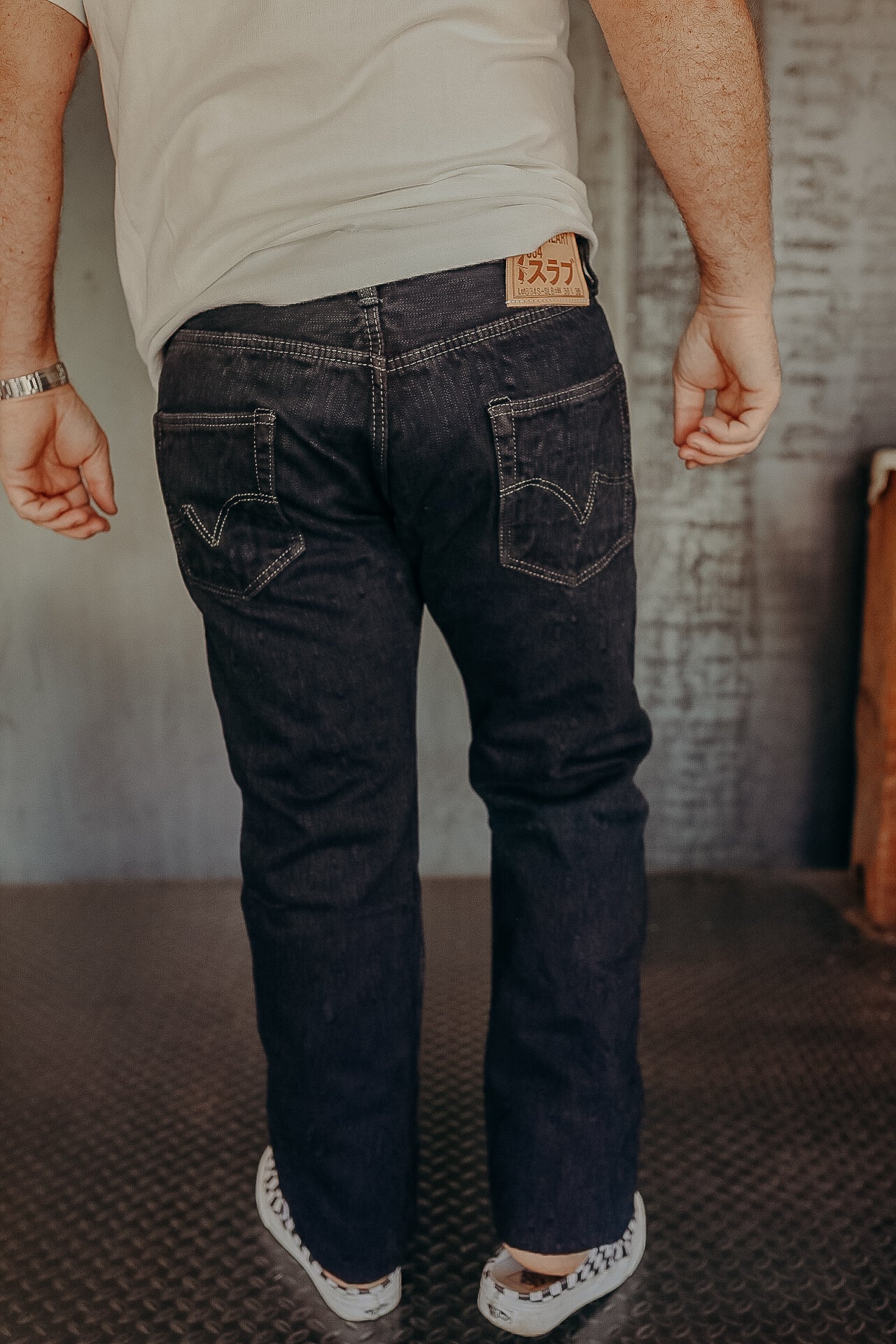 16oz Slubby Selvedge Denim Straight Cut Jeans - Indigo Overdyed Black IH-634S-SLBod
