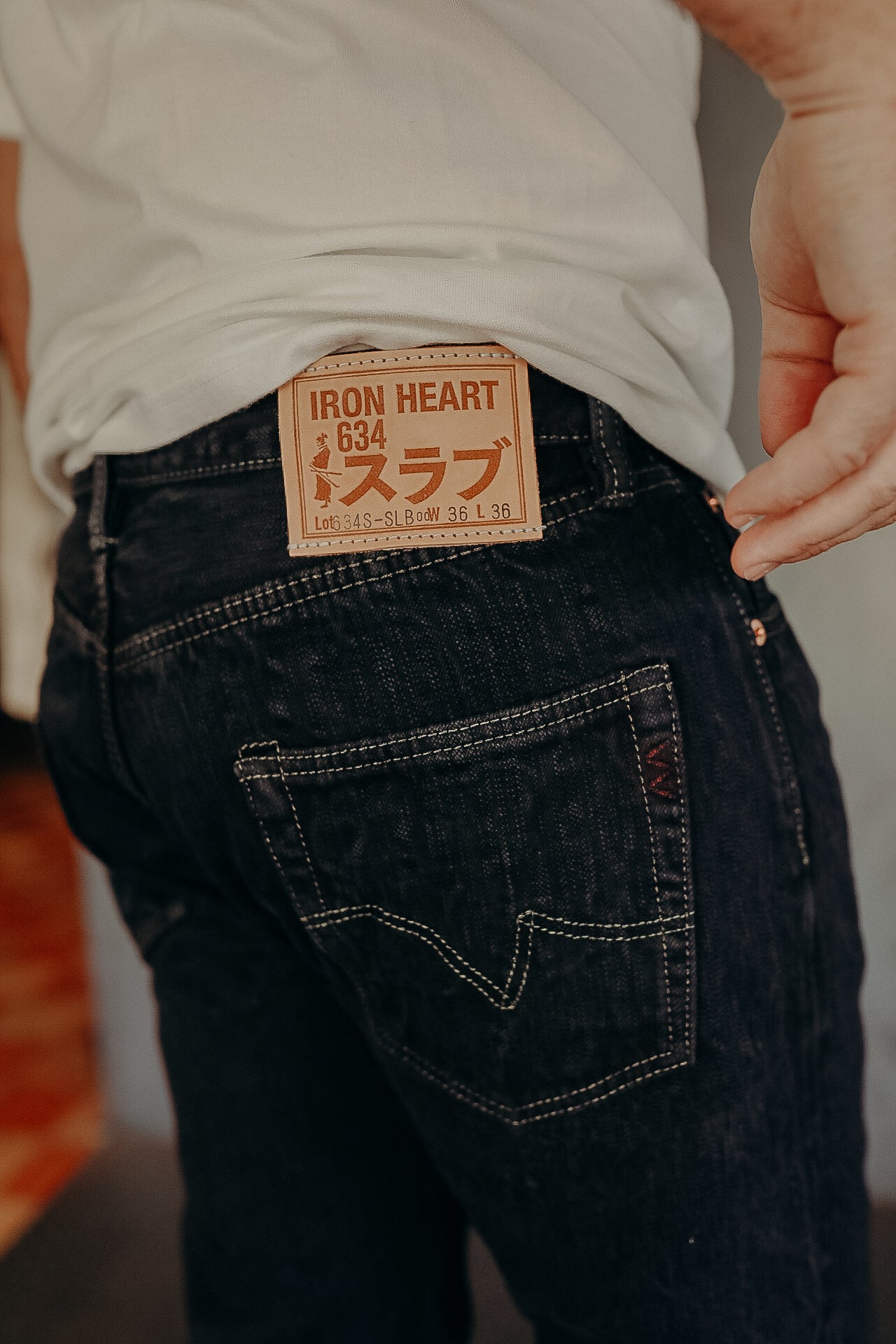 16oz Slubby Selvedge Denim Straight Cut Jeans - Indigo Overdyed Black IH-634S-SLBod