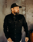 16oz Non-Selvedge Denim Western Shirt - Superblack (Fades To Grey)