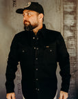 16oz Non-Selvedge Denim Western Shirt - Superblack (Fades To Grey)