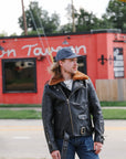 Sumi Dyed Double Riders Jacket- Saddle Dyed Horsehide Black (SHR-58)