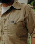 7oz Fatigue Cloth Short Sleeved Work Shirt - Khaki IHSH-393-KHA