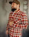 Ultra Heavy Flannel Crazy Check Work Shirt - Red