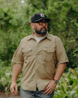 7oz Fatigue Cloth Short Sleeved Western Shirt - Khaki IHSH-387-KHA