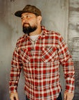 Ultra Heavy Flannel Crazy Check Work Shirt - Red