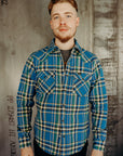 Ultra Heavy Flannel Tartan Check Western Shirt - Blue