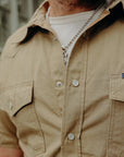 7oz Fatigue Cloth Short Sleeved Western Shirt - Khaki IHSH-387-KHA