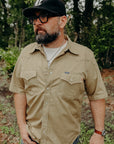 7oz Fatigue Cloth Short Sleeved Western Shirt - Khaki IHSH-387-KHA