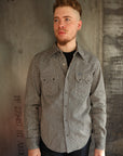 8oz Herringbone Hickory Stripe Sawtooth Western Shirt - Indigo