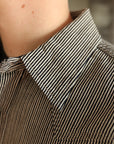8oz Herringbone Hickory Stripe Sawtooth Western Shirt - Indigo