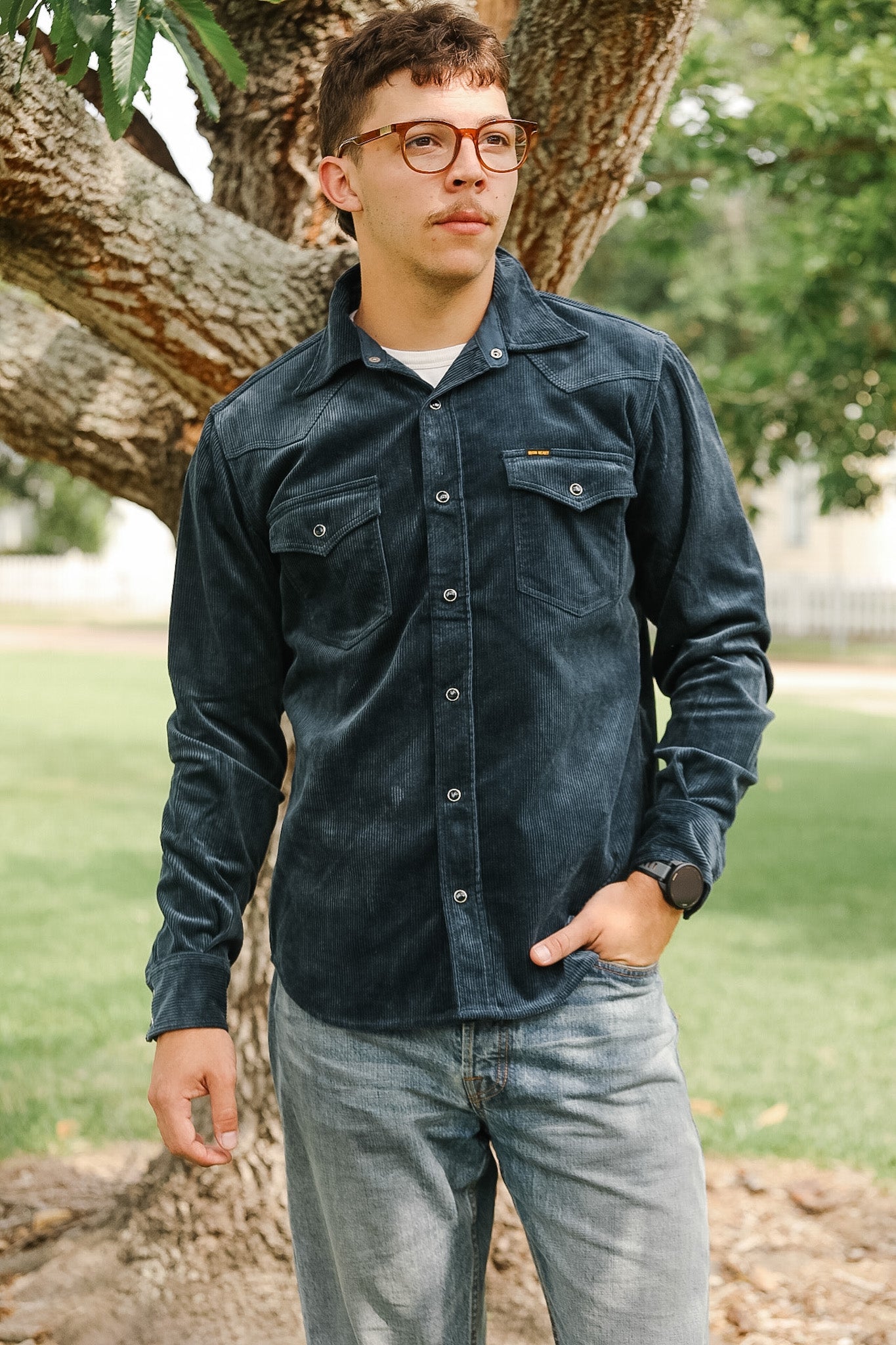 IRONHEART アイアンハート コーデュロイ ウェスタンシャツ SH-398 IHSH-398-NAV Iron Heart 11oz Corduroy Western Shirt - Navy – Iron