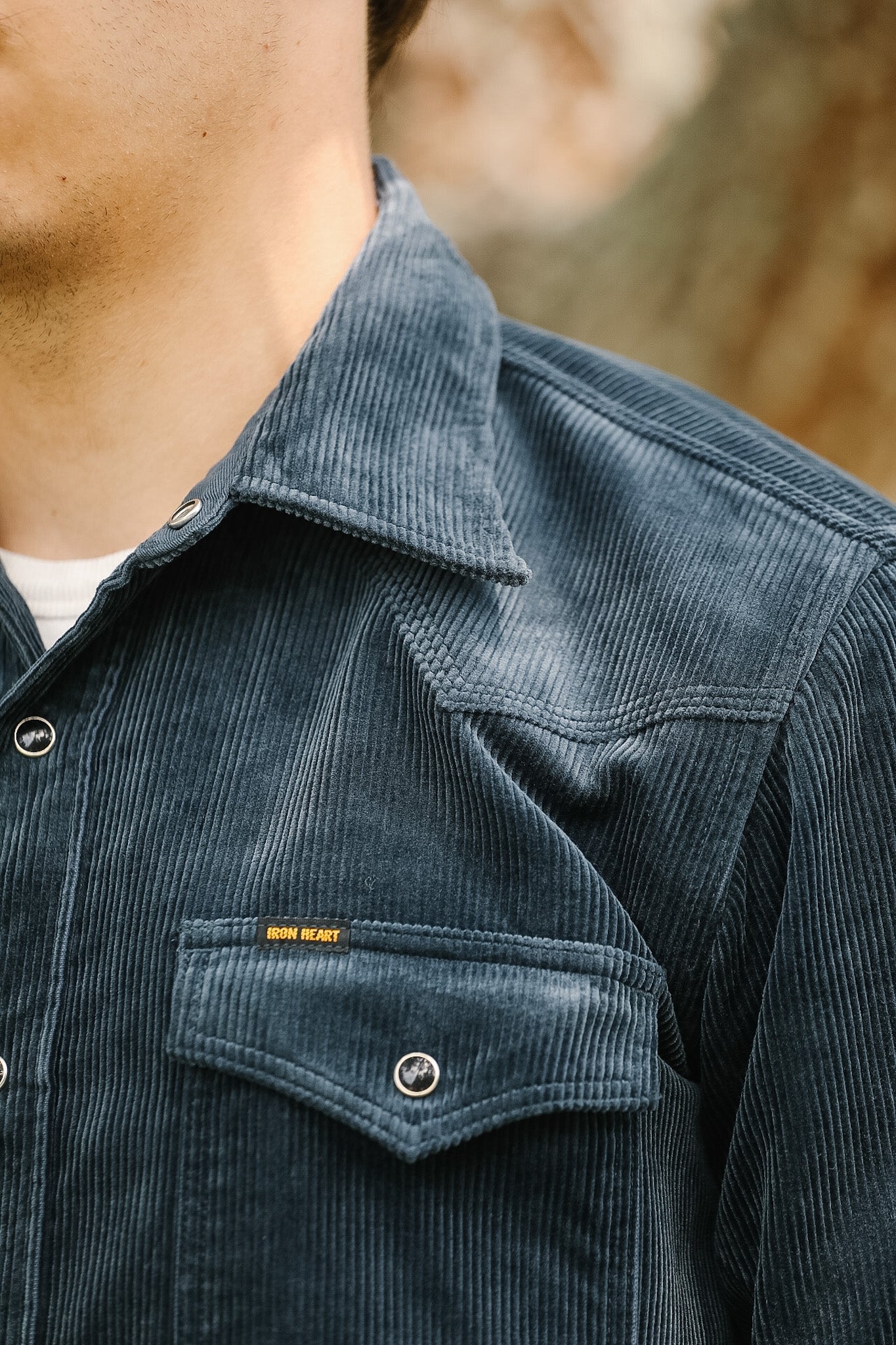 IHSH-398-NAV Iron Heart 11oz Corduroy Western Shirt - Navy – Iron