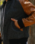 Raglan Varsity Jacket- Granite/Antique Rust