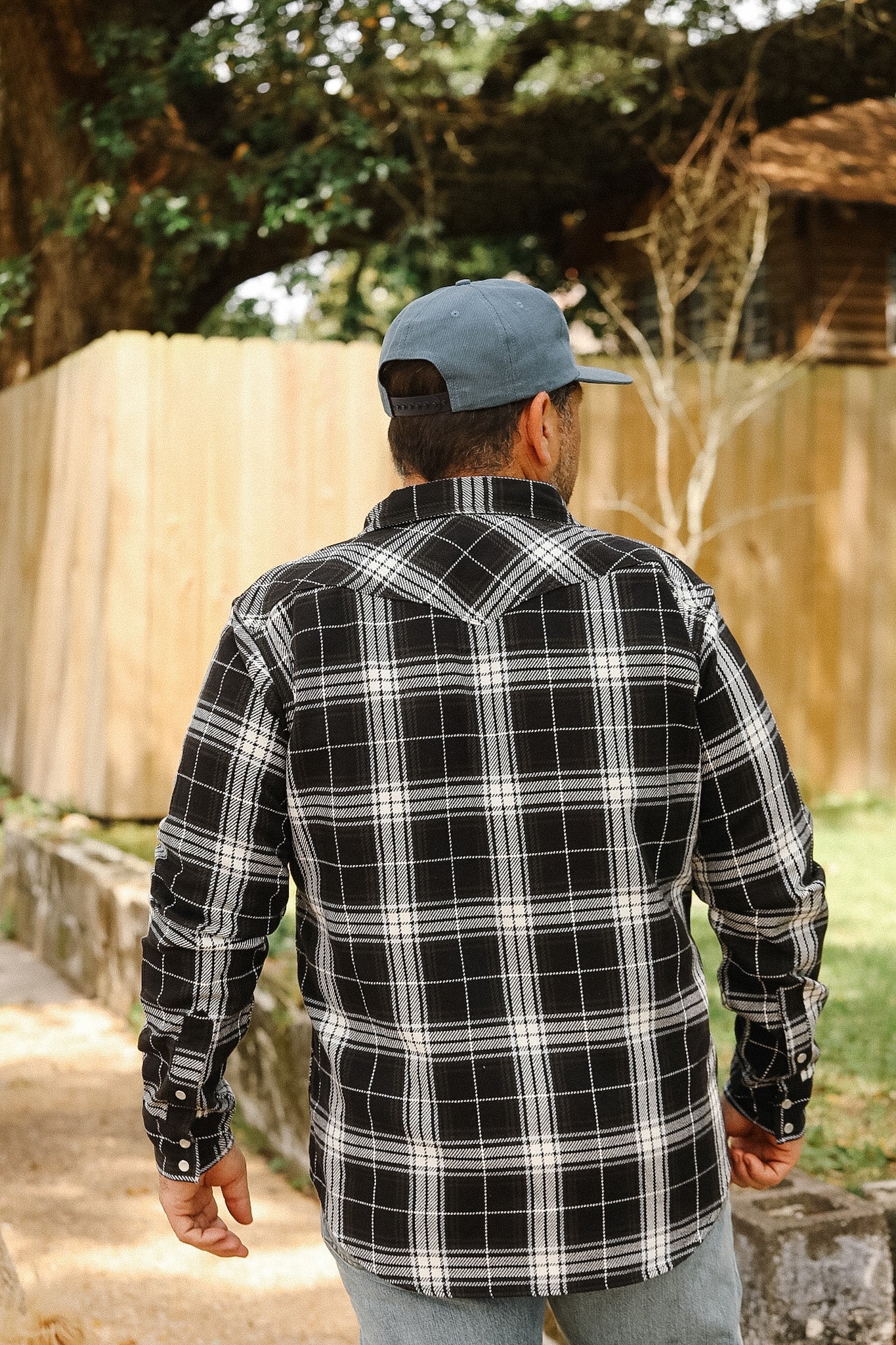 IHSH-439-BLK Iron Heart 9oz Selvedge Flannel Check Western Shirt