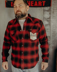 Ultra Heavy Flannel Ombré Check Western Shirt - Red/Black IHSH-130-RED