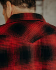 Ultra Heavy Flannel Ombré Check Western Shirt - Red/Black IHSH-130-RED