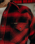 Ultra Heavy Flannel Ombré Check Western Shirt - Red/Black IHSH-130-RED