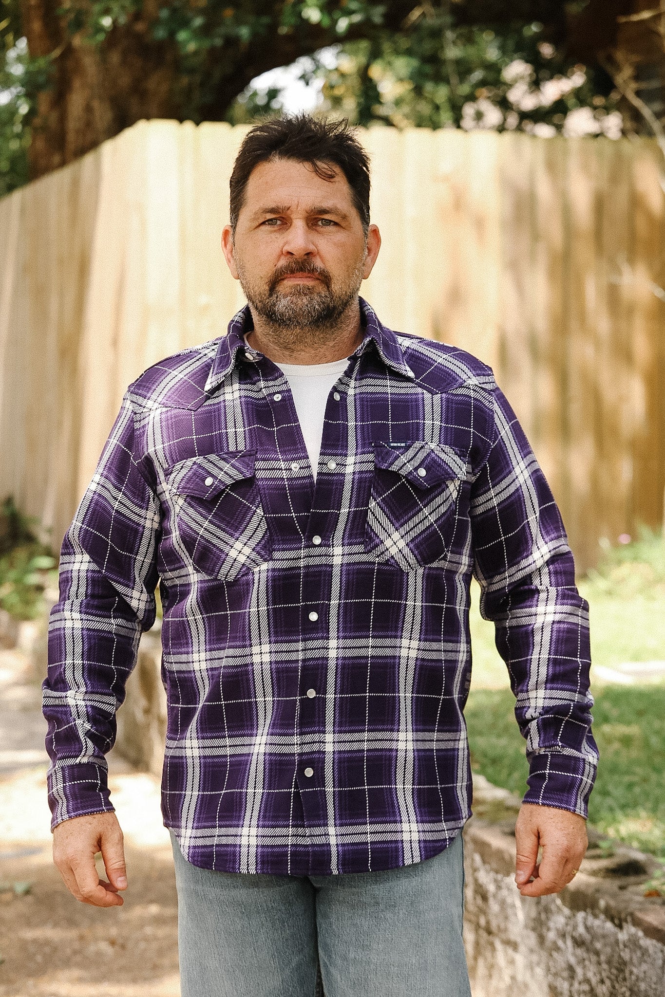 IRON HEART パープルチェックネルシャツ XX-LARGE IHSH-439-PUR Iron Heart 9oz Selvedge Flannel Check Western Shirt