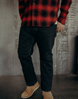 IH-888S-21od 21oz Selvedge Denim Medium/High Rise Tapered Cut Jeans - Indigo Overdyed Black