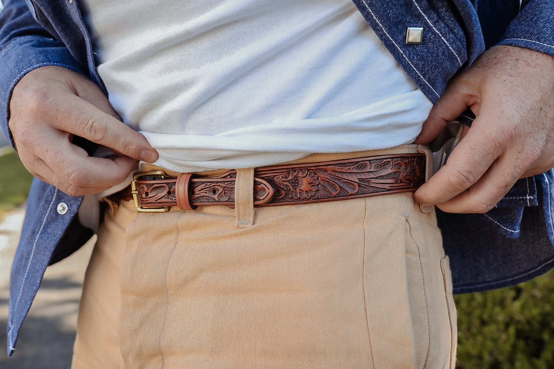 Tooled Leather Belt