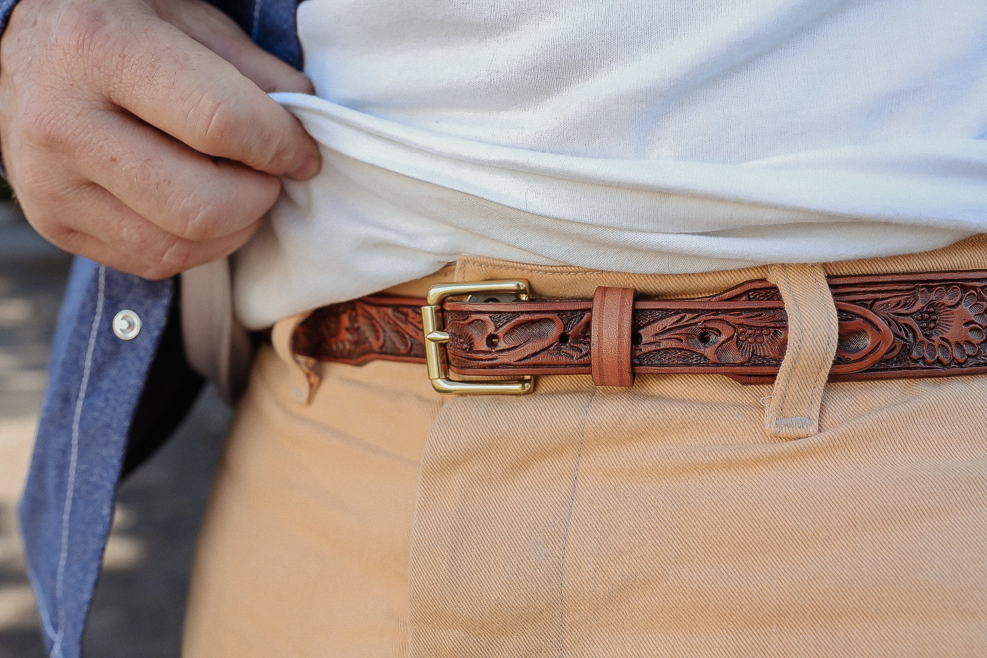 Tooled Leather Belt
