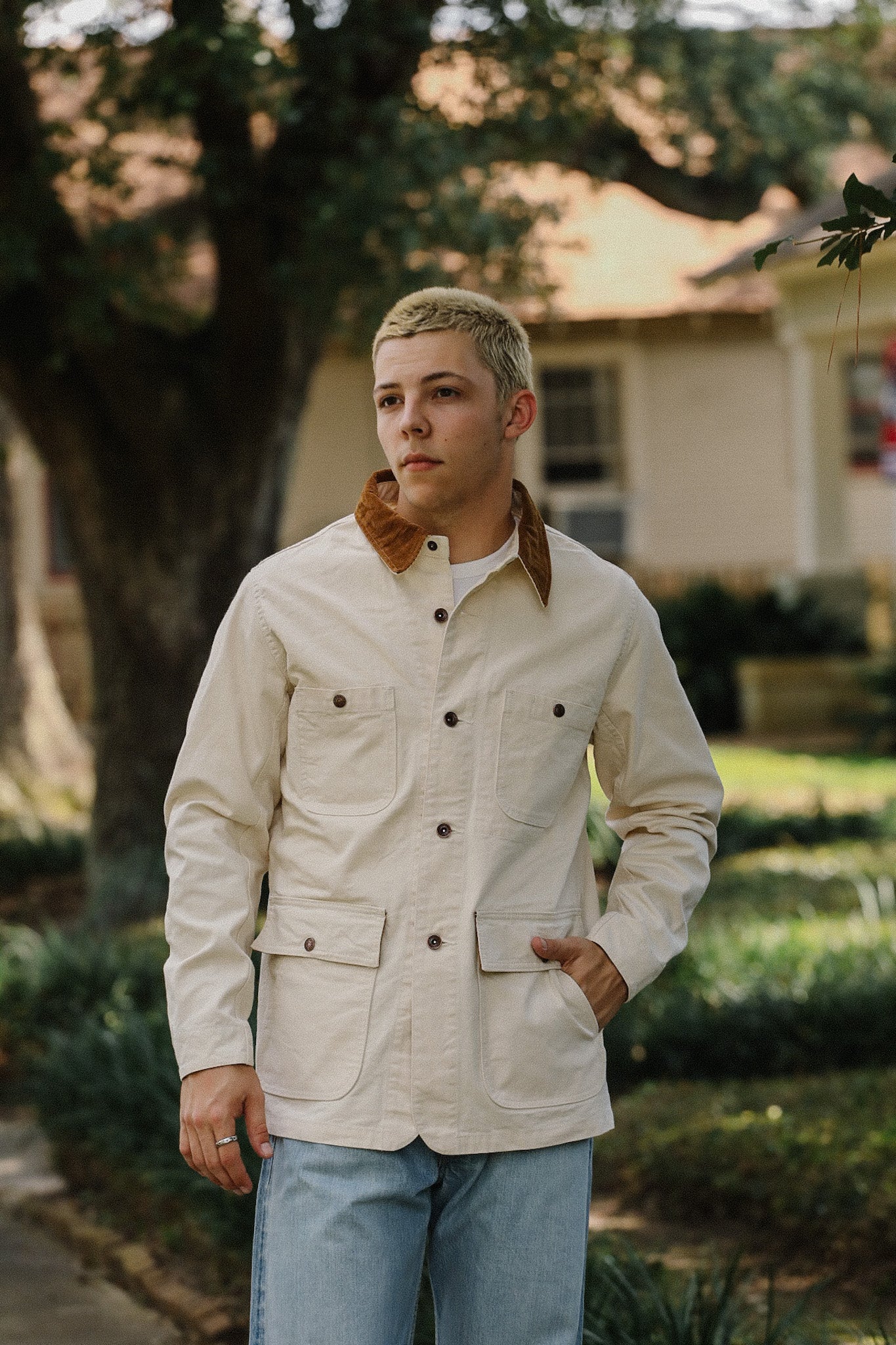 10oz Kurashikizome® Organic Cotton Duck Chore Jacket - Ivory IHJ