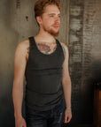 Tubular Rib Knit Tank Top - Faded Black