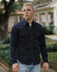 8.5oz Herringbone Stripe Western Shirt - Indigo IHSH-424-IND