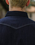 8.5oz Herringbone Stripe Western Shirt - Indigo IHSH-424-IND