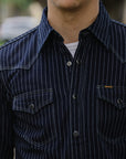 8.5oz Herringbone Stripe Western Shirt - Indigo IHSH-424-IND