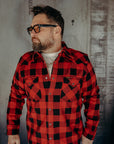 Ultra Heavy Flannel Buffalo Check Work Shirt - Red/Black