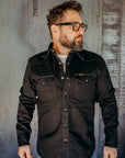 14oz Selvedge Denim Western Shirt - Black/Black IHSH-295-BB