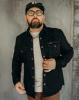 18oz Vintage Selvedge Denim CPO Shirt - Indigo Overdyed Black IHSH-293-OD