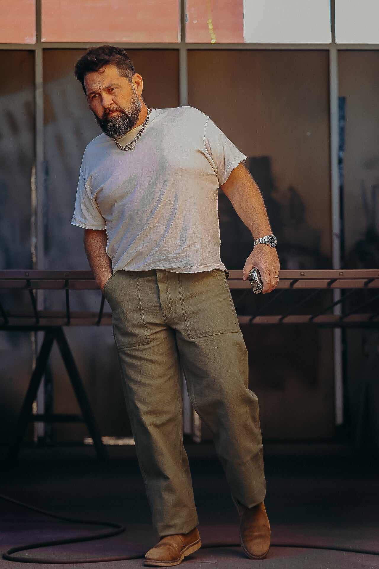 HEAVY BACK SATIN BAKER PANTS-OLIVE (SJ52BP) – Iron Shop HEAVY BACK SATIN BAKER PANTS-OLIVE (SJ52BP) – Iron Shop