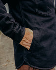 18oz Vintage Selvedge Denim CPO Shirt - Indigo Overdyed Black IHSH-293-OD