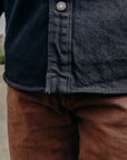 18oz Vintage Selvedge Denim CPO Shirt - Indigo Overdyed Black IHSH-293-OD