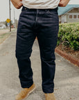 21oz Selvedge Denim Medium/High Rise Tapered Cut Jeans - Indigo Overdyed Black IH-888S-21od