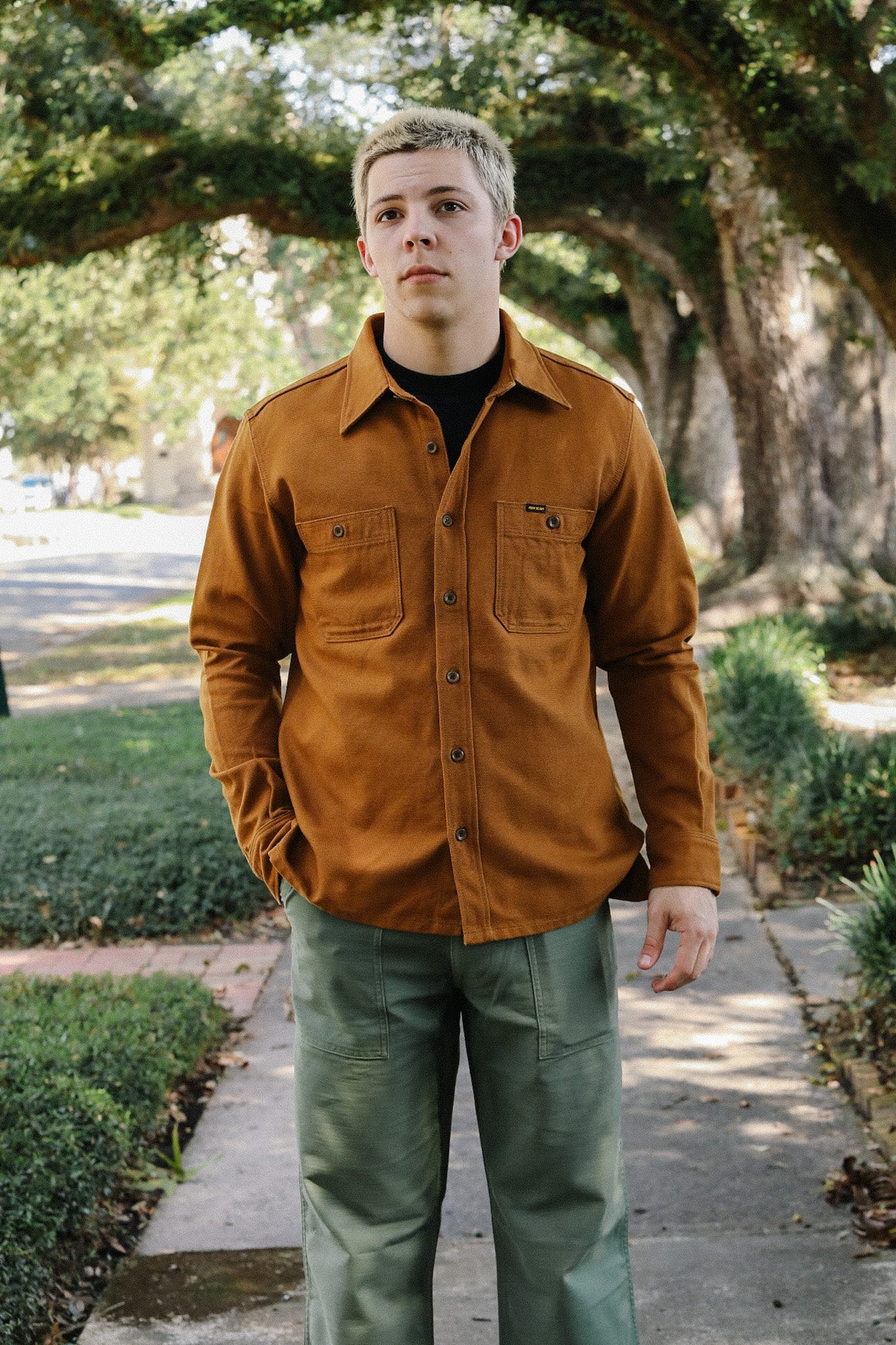 13oz Oxford Cloth Work Overshirt - Camel IHSH-423-CAM – Iron Shop