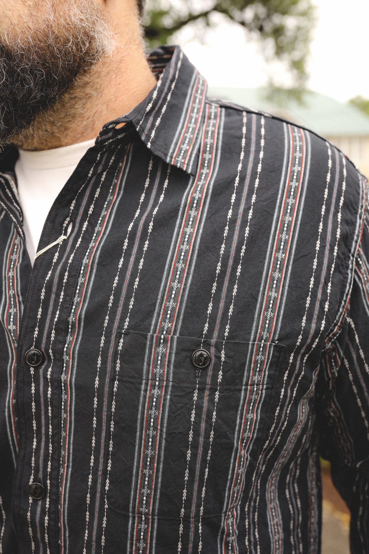 Native American Dobby Stripe Work- Black (SC29462) – Iron Shop