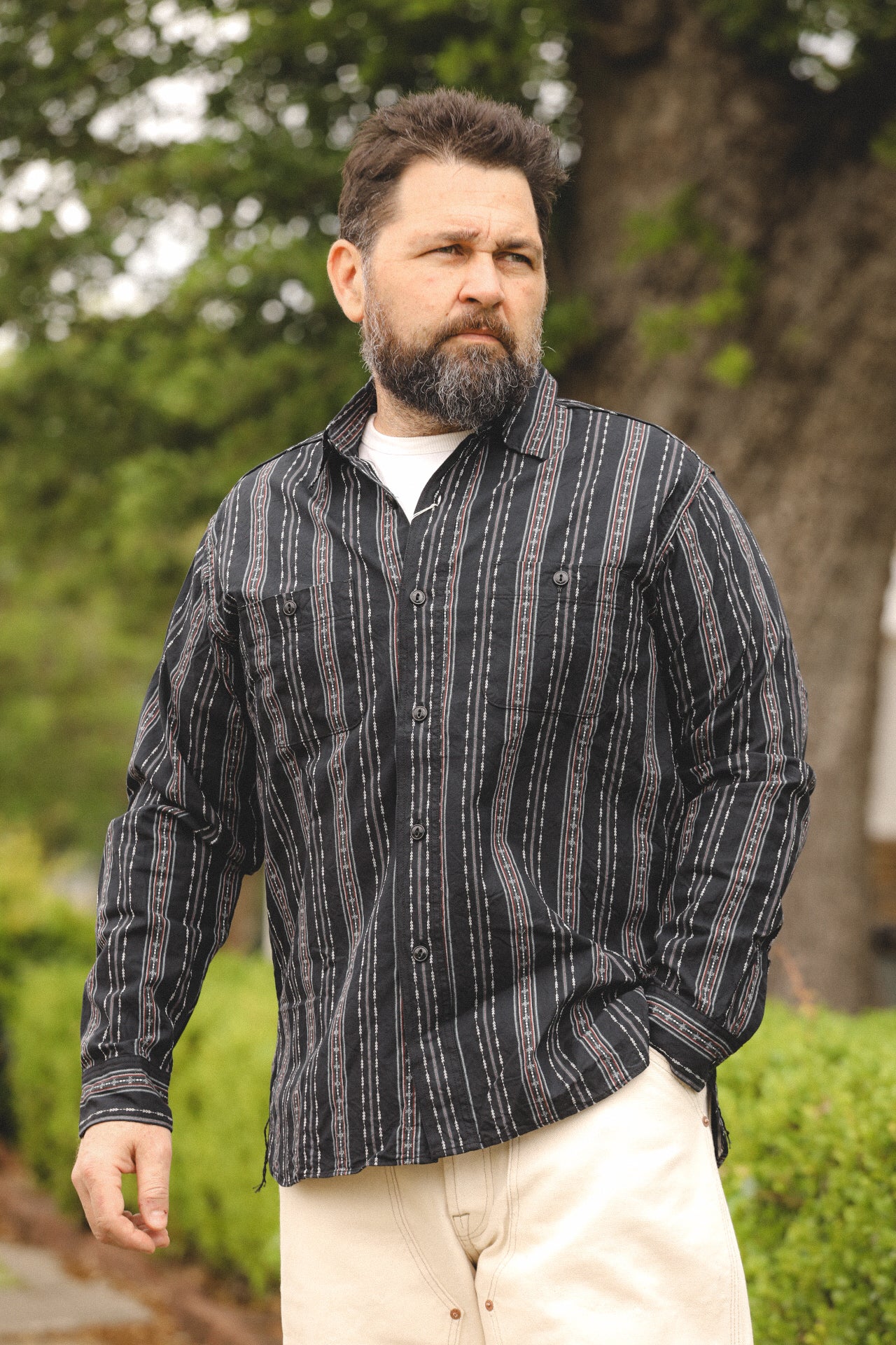 Native American Dobby Stripe Work- Black (SC29462) – Iron Shop