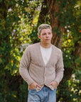 V-Neck Cardigan- Khaki Boucle Alpaca
